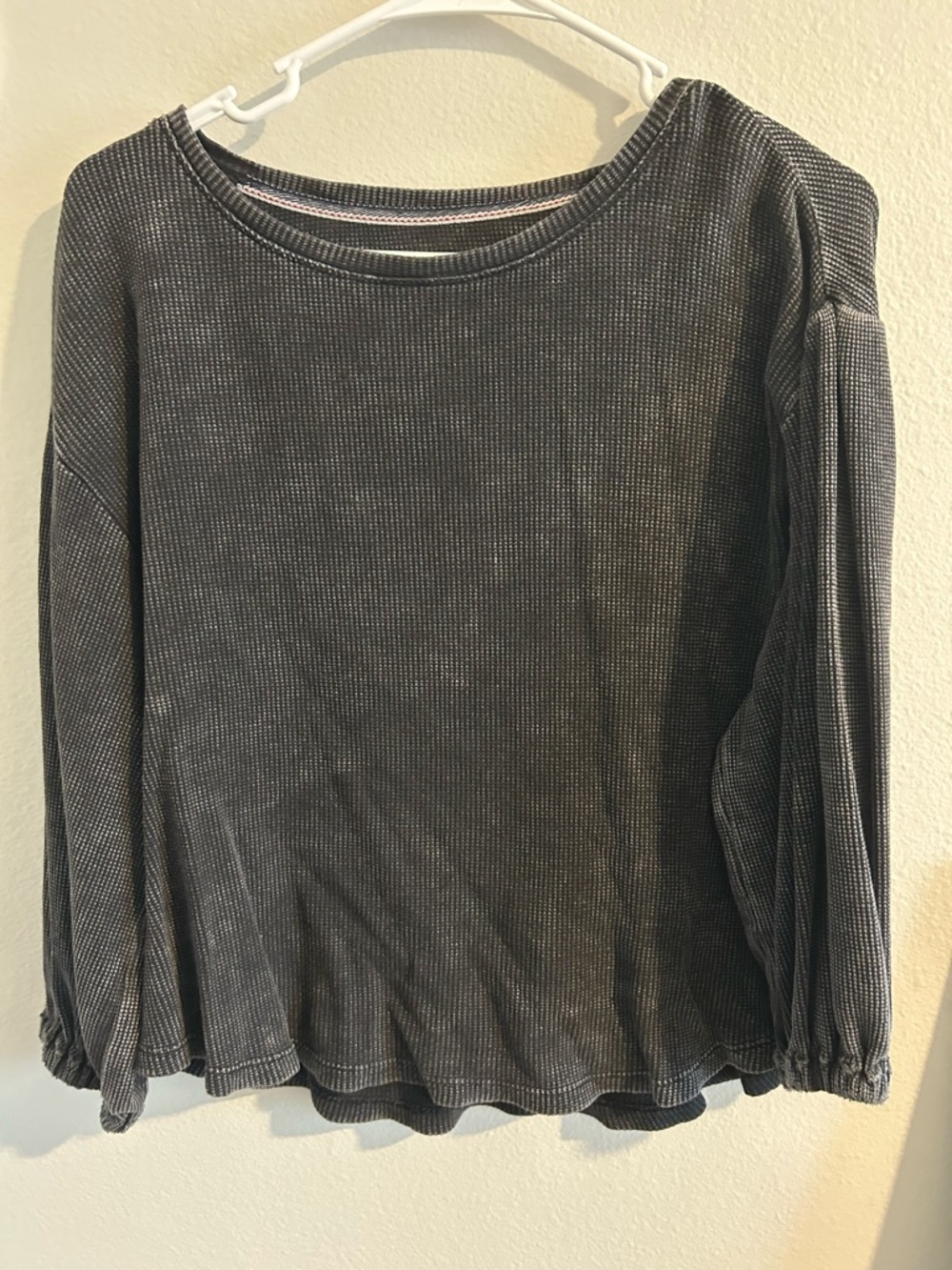 Pilcro Charcoal Waffle-Knit Long Sleeve Tee